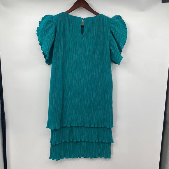 Vintage Patra Plisse Dress Womens 10 Tiered Layer Pleated Loose Ruffle Green - Picture 11 of 14